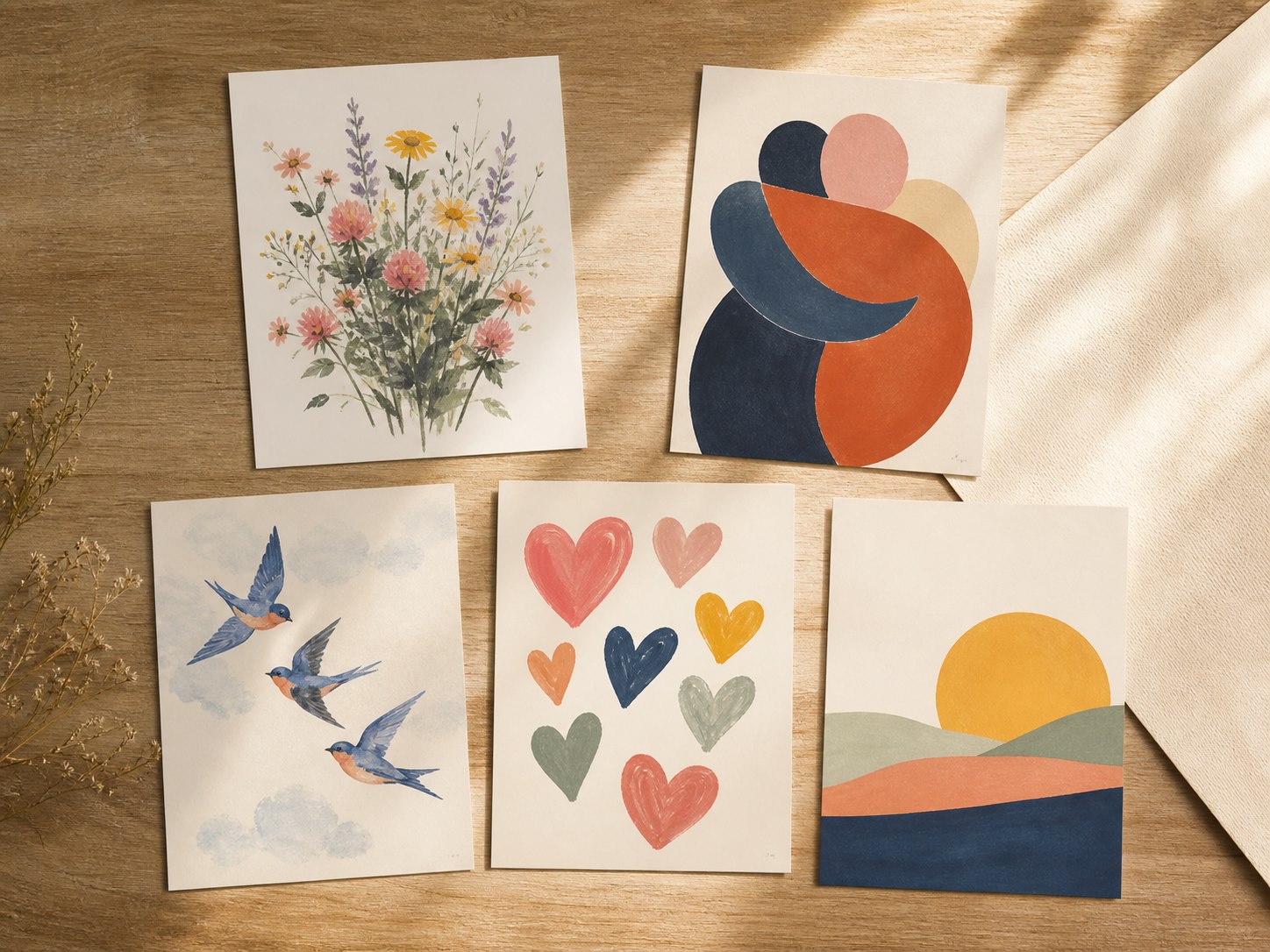 A collection of warm friendship postcard designs